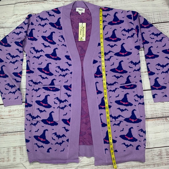 NEW Halloween Plus Size Purple Cardigan Witches Hat by Magnolia Place - Picture 4 of 16
